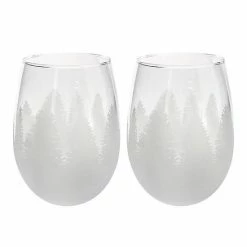 St. Nicholas Square® Yuletide Trees 2-pc. Stemless Wine Glass Set