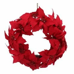 St. Nicholas Square® Artificial Red Poinsettia Wreath