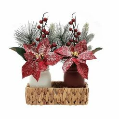 St. Nicholas Square® Artificial Poinsettia Mason Jar Table Decor