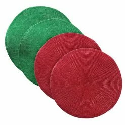 St. Nicholas Square® Red & Green Round Placemat 4-pk.