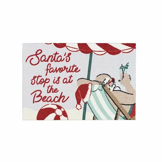 St. Nicholas Square® Santa Beach Holiday 19.5'' X 30'' Accent Rug