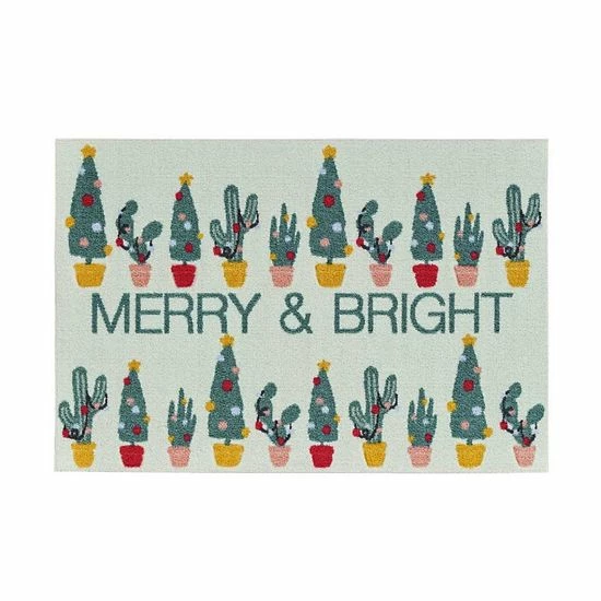 St. Nicholas Square® Cactus Merry & Bright Holiday 19.5'' X 30'' Accent Rug