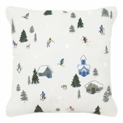 St. Nicholas Square® Skier Village Throw Pillow
