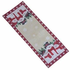 St. Nicholas Square® Yuletide Snowman Tapestry Table Runner - 36"