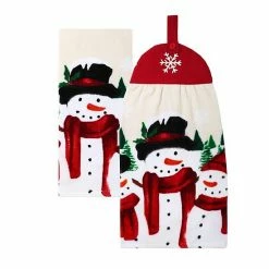 St. Nicholas Square® Yuletide Snowman Tie-Top Kitchen Towel 2-pk.