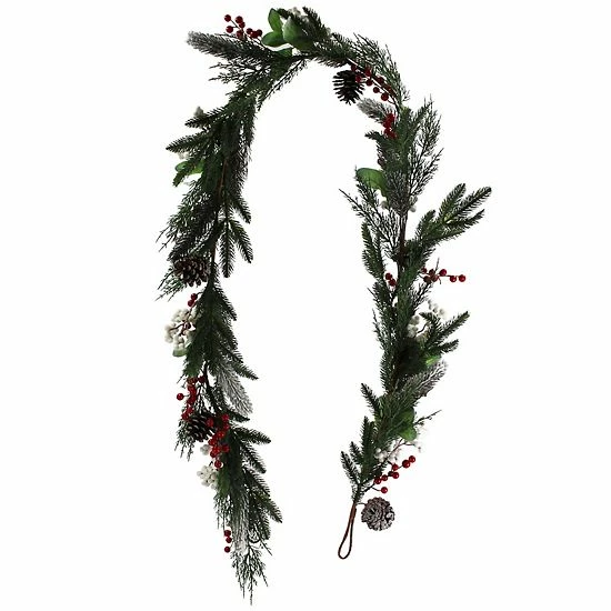 St. Nicholas Square® Artificial Red White Berry Garland - Image 2