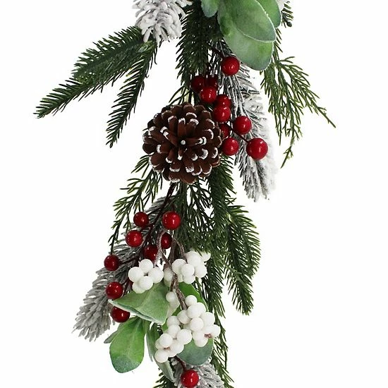 St. Nicholas Square® Artificial Red White Berry Garland - Image 3