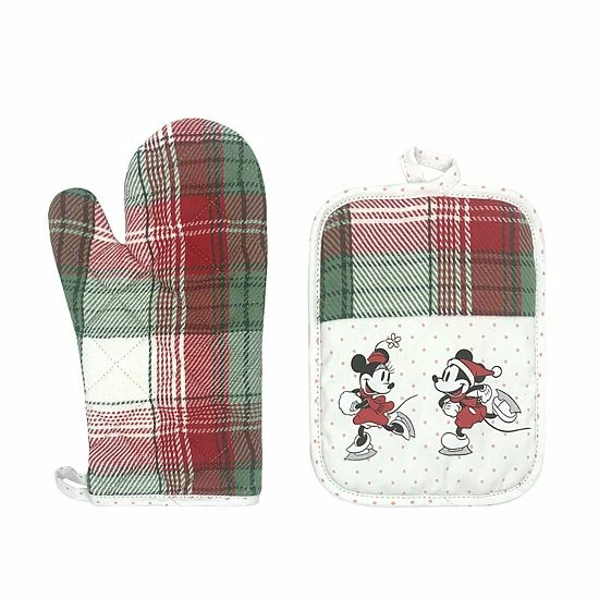 Disney's Mickey & Minnie Plaid Oven Mitt & Pot Holder Set By St. Nicholas Square®