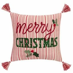 St. Nicholas Square® Striped Merry Christmas Throw Pillow