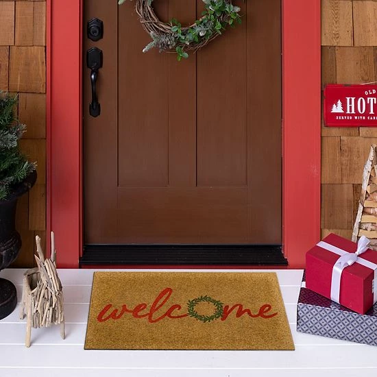 St. Nicholas Square® Holiday Welcome Wreath 18'' X 30'' Doormat - Image 2