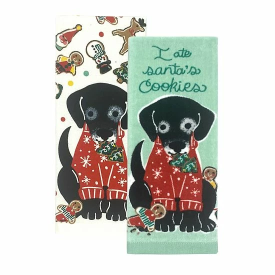 St. Nicholas Square® Dog Santas Cookies Kitchen Towel 2-pk.