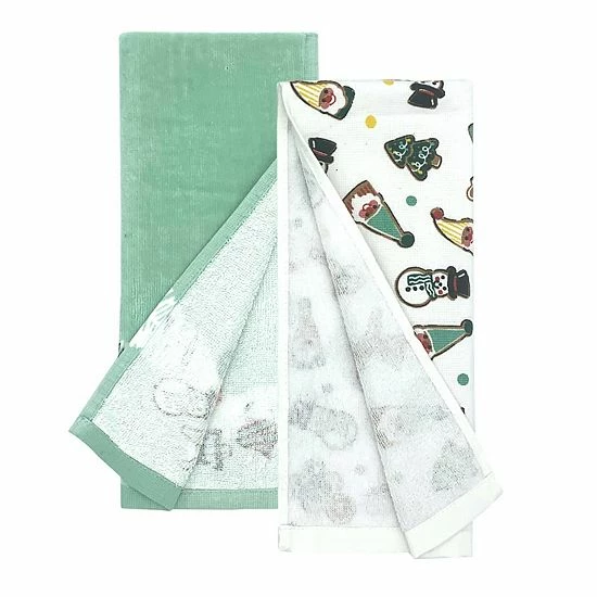 St. Nicholas Square® Dog Santas Cookies Kitchen Towel 2-pk. - Image 2