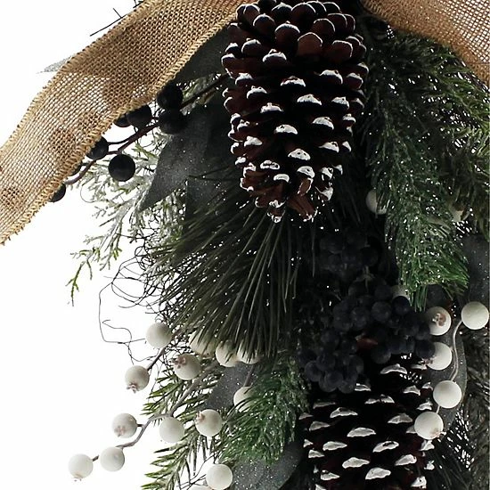 St. Nicholas Square® Flocked Artificial Berry Pine Pinecone Teardrop Wall Decor - Image 3