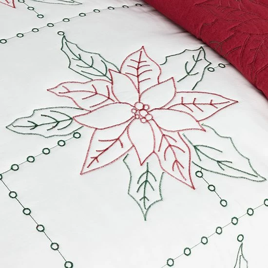 St. Nicholas Square® Embroidered Poinsettia Quilt Set With Shams - Image 2
