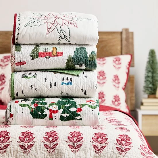 St. Nicholas Square® Embroidered Poinsettia Quilt Set With Shams - Image 4