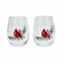 St. Nicholas Square® Yuletide 2-pc. Cardinal Stemless Wine Glass Set